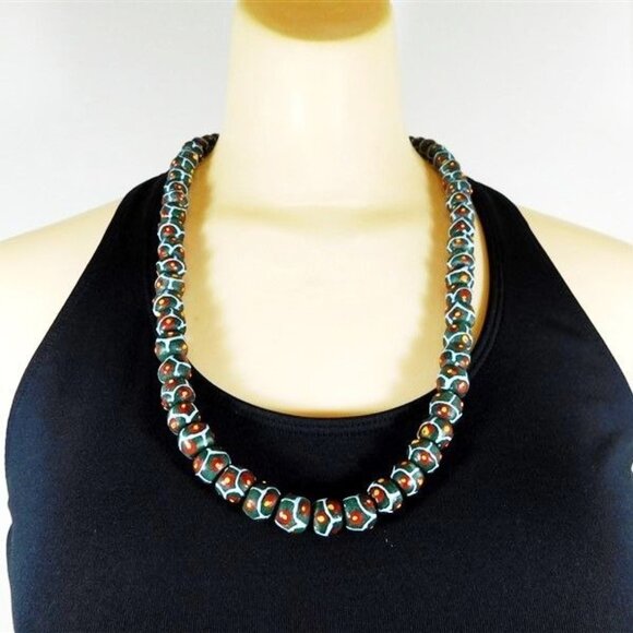 7/2385 Vintage African Handpainted Venetian Beaded 25  Necklace - Picture 1 of 4